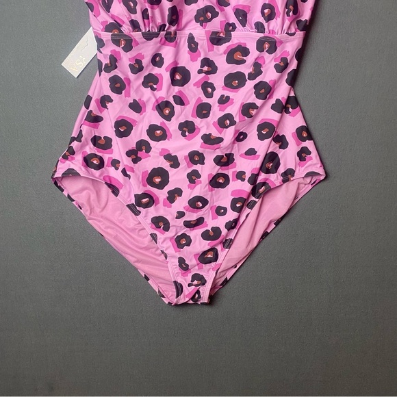 New LYSA Pink Leopard Print Sexy Keyhole One Piece Swimsuit Plus Size - Picture 3 of 13